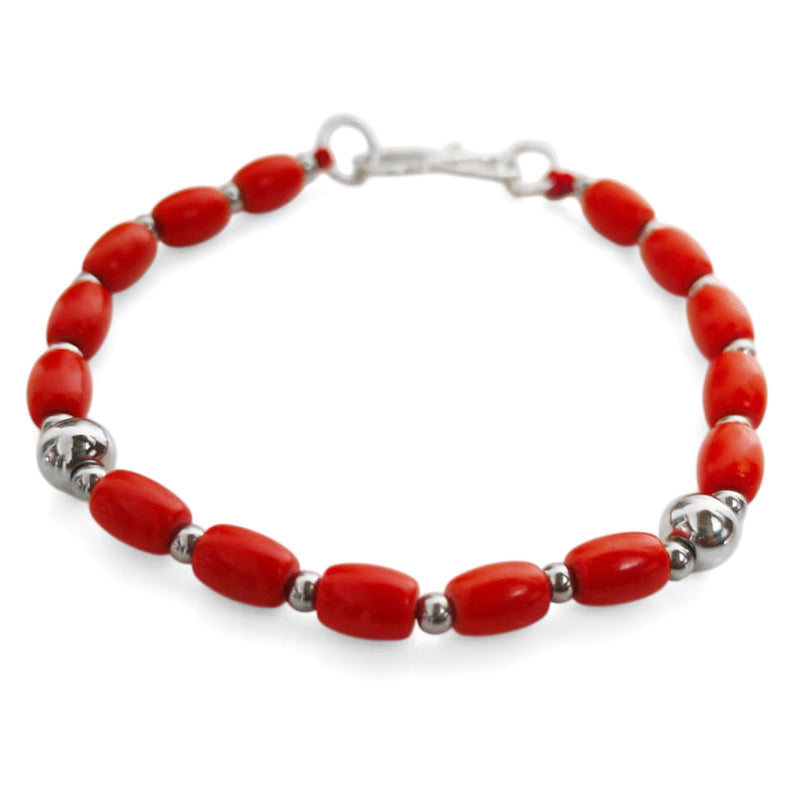 Red Coral Beads Bracelet, Drum Shaped Moonga Wrist Bracelet, Munga Bracelet, Siddh Mangal Bracelet