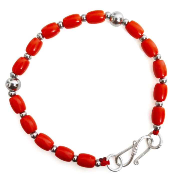 Red Coral Beads Bracelet, Drum Shaped Moonga Wrist Bracelet, Munga Bracelet, Siddh Mangal Bracelet