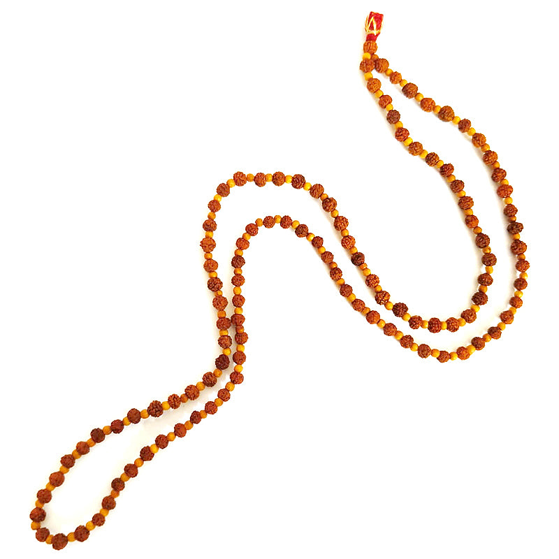 Rudraksha Beads - Chandan Mala Necklace | Rudraksha Sandalwood Round Beads Japa Mala Rosary | Sandalwood Necklace | Chandan Mala