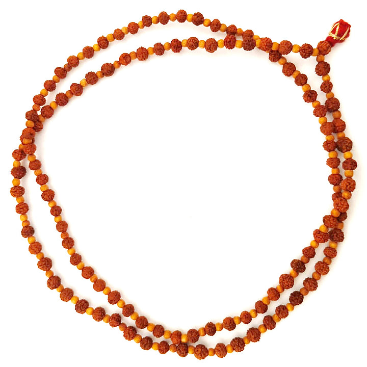 Rudraksha Beads - Chandan Mala Necklace | Rudraksha Sandalwood Round Beads Japa Mala Rosary | Sandalwood Necklace | Chandan Mala