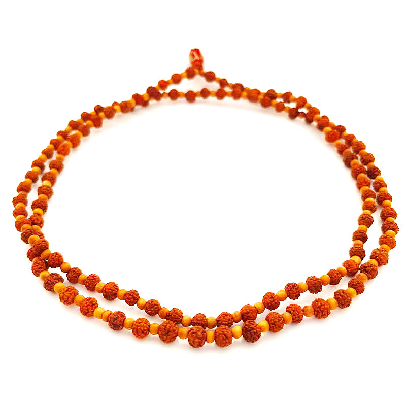 Rudraksha Beads - Chandan Mala Necklace | Rudraksha Sandalwood Round Beads Japa Mala Rosary | Sandalwood Necklace | Chandan Mala