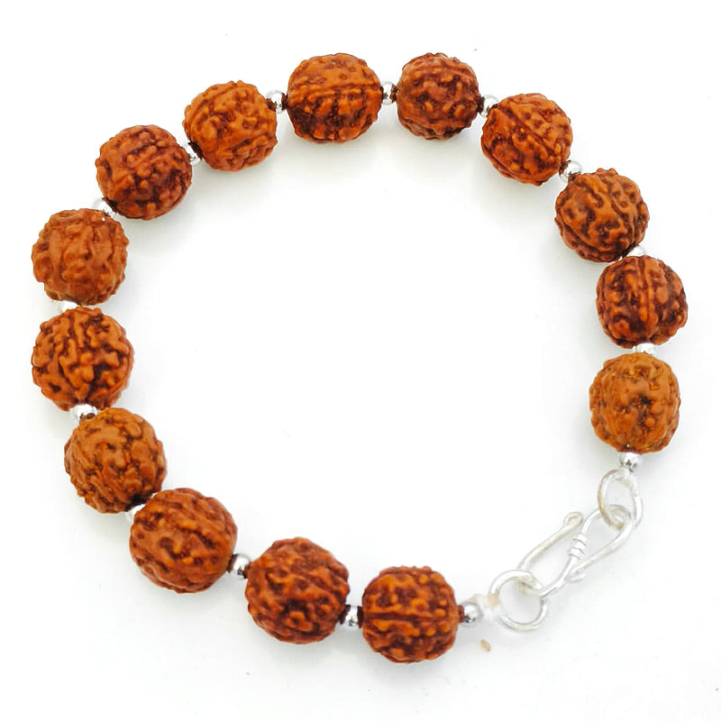 Chikna Pathri Beads Rudraksha Bracelet | Chikna Beads Rudraksha Bracelet with Stainless Steel Accessories | High Quality Smooth Rudraksha Bracelet