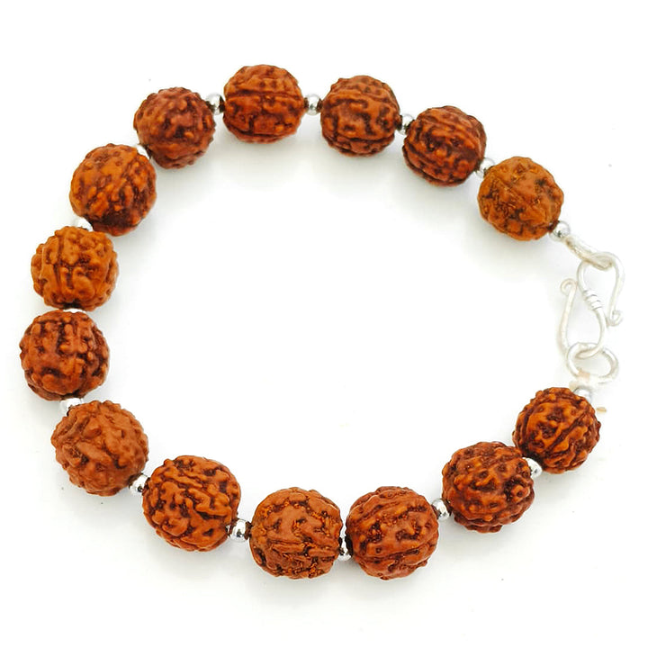 Chikna Pathri Beads Rudraksha Bracelet | Chikna Beads Rudraksha Bracelet with Stainless Steel Accessories | High Quality Smooth Rudraksha Bracelet