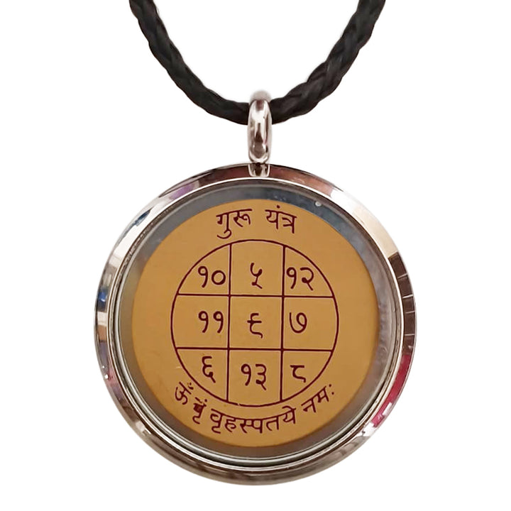 Jupiter Locket Yantra Pendant on Bhoj Patra | Siddh Guru ( Brihaspati ) Yantra Locket In Stainless steel | Energised Jupiter Planet Yantra Stainless steel Locket
