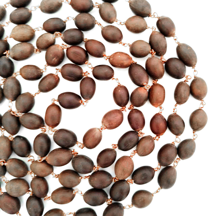 Lotus Seed Mala in Copper | Buy Natural 108 + 1 Lotus Seed Beads Japa Mala Necklace | Kamal Gatta Beads Mala Rosary in Copper Wire