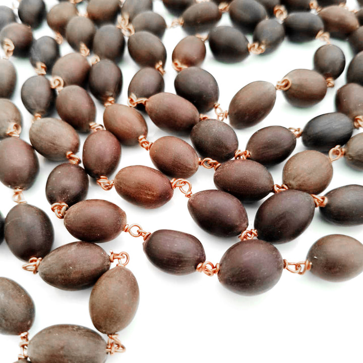 Lotus Seed Mala in Copper | Buy Natural 108 + 1 Lotus Seed Beads Japa Mala Necklace | Kamal Gatta Beads Mala Rosary in Copper Wire