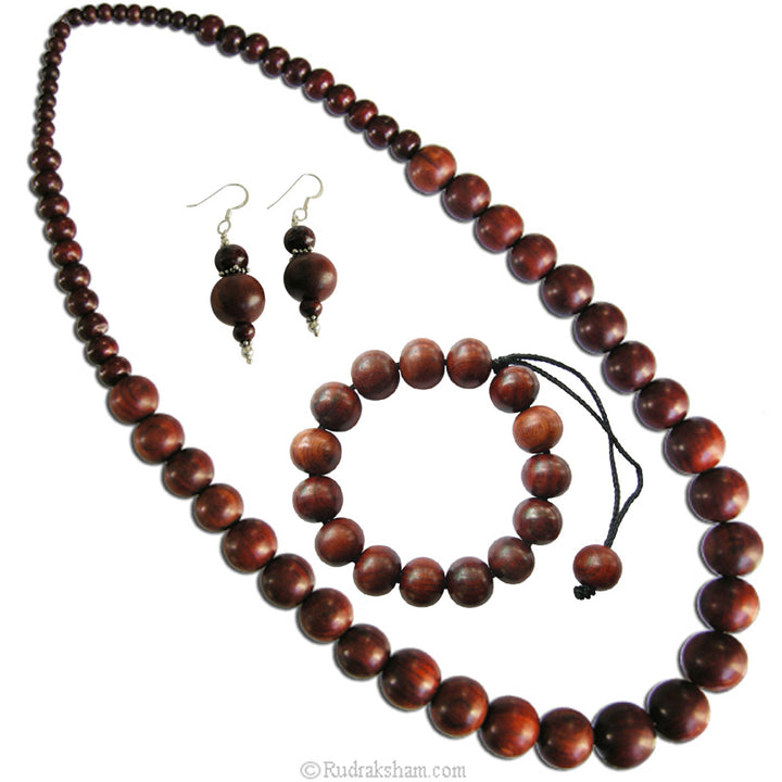 Red Sandalwood Beads - Lal Chandan / Rakta Chandan Jewelry Set
