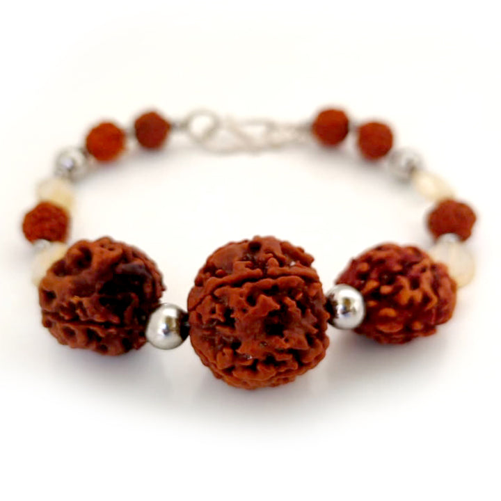 Scorpio Zodiac Sun Sign Bracelet | Vrishchik ( Vrischika ) Rashi Bracelet | A Combination of 2 Mukhi Rudraksha, 3 Mukhi Rudraksha and 5 Mukhi Rudraksha with Golden Topaz Gemstone Beads | Energised Bracelet