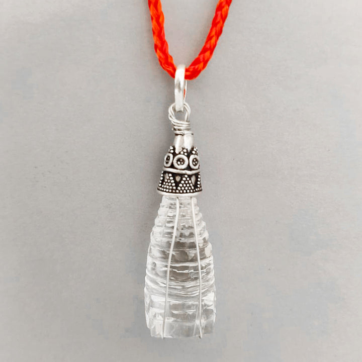Shree Yantra Pendulum, Sphatik Crystal Shri Yantra Silver Pendant