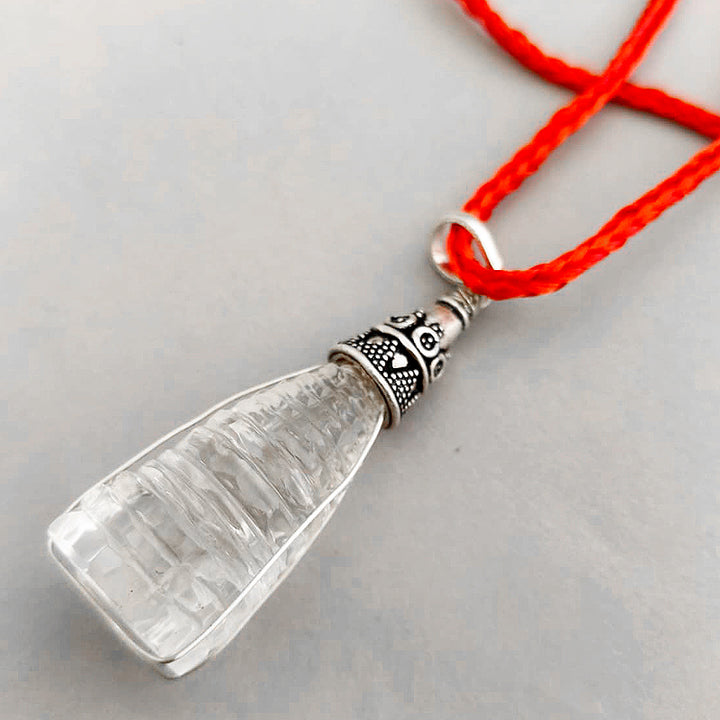 Shree Yantra Pendulum, Sphatik Crystal Shri Yantra Silver Pendant