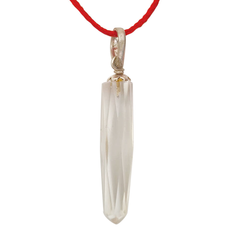 Crystal Point Pendant Necklace, Sphatik Pendant in silver cap, Clear Quartz Healing Pendant