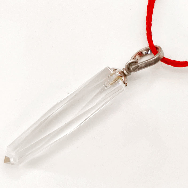 Crystal Point Pendant Necklace, Sphatik Pendant in silver cap, Clear Quartz Healing Pendant