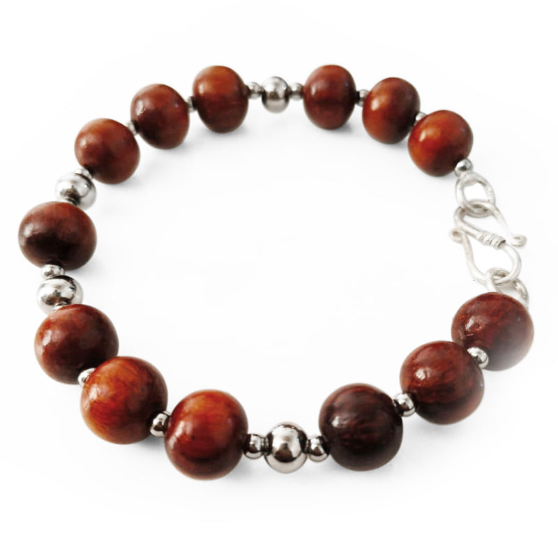 Red Sandalwood Bracelet 10 mm | Red Chandan Wrist Bracelet | Plain Round Smooth Rakta Chandan Beads Bracelet