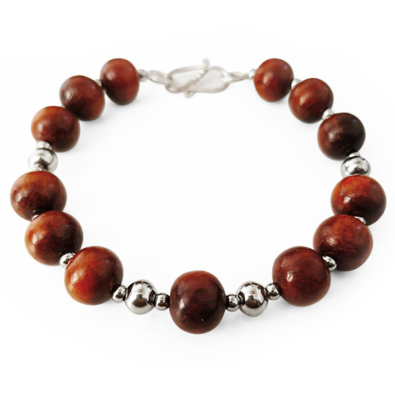 Red Sandalwood Bracelet 10 mm | Red Chandan Wrist Bracelet | Plain Round Smooth Rakta Chandan Beads Bracelet