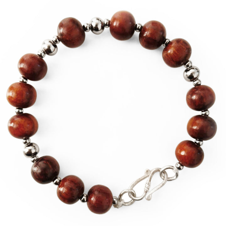 Red Sandalwood Bracelet 10 mm | Red Chandan Wrist Bracelet | Plain Round Smooth Rakta Chandan Beads Bracelet