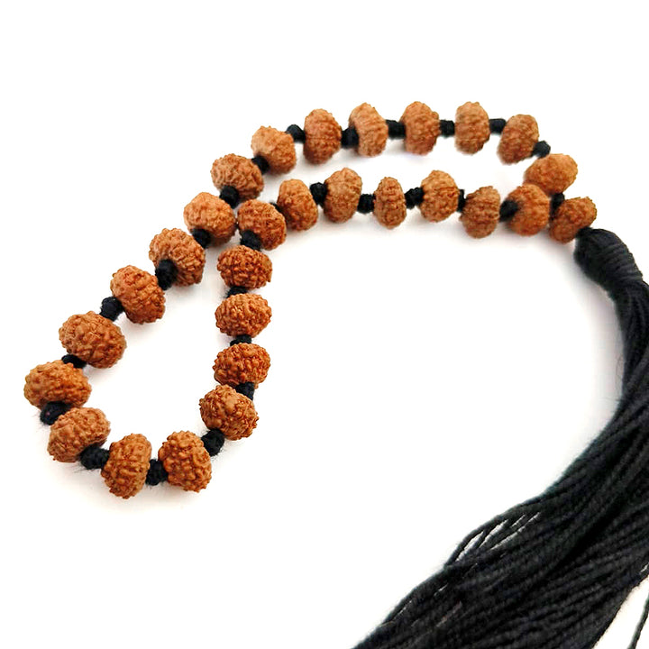 7 Mukhi Rudraksha Indonesian Japa Mala Rosary, 27 Beads Java Seven Mukhi Wrist Mala Bracelet