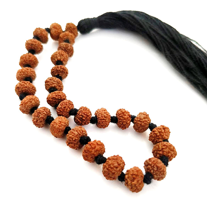 7 Mukhi Rudraksha Indonesian Japa Mala Rosary, 27 Beads Java Seven Mukhi Wrist Mala Bracelet