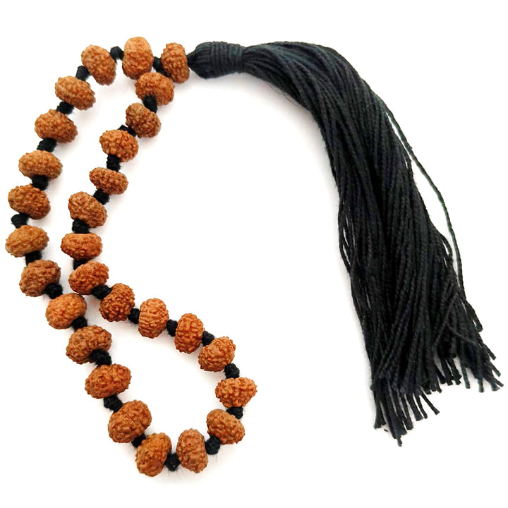7 Mukhi Rudraksha Indonesian Japa Mala Rosary, 27 Beads Java Seven Mukhi Wrist Mala Bracelet