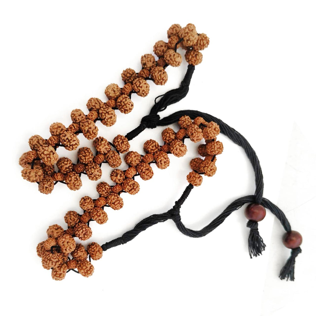 Pack of 2 6 Mukhi Rudraksha Armlets | Six Mukhi Rudraksha Beads Thread Armlets | 6 Mukhi Indonesian Beads Arm Bracelets | Six faced Rudraksha Meditation Arm Bracelets