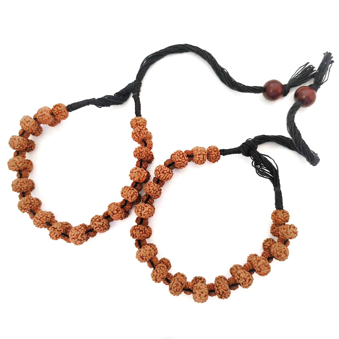 Pack of 2 6 Mukhi Rudraksha Armlets | Six Mukhi Rudraksha Beads Thread Armlets | 6 Mukhi Indonesian Beads Arm Bracelets | Six faced Rudraksha Meditation Arm Bracelets