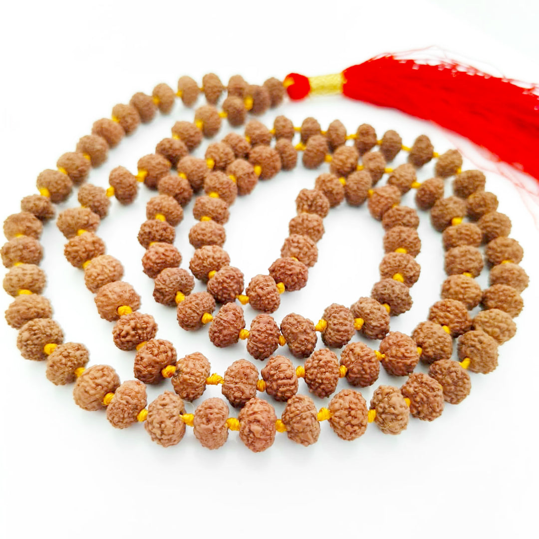 7 Mukhi Rudraksha Indonesian Beads Japa Mala Rosary | 108 Beads Java Seven Mukhi Rudraksha Mala Necklace | 7 Mukhi Mala Benefits