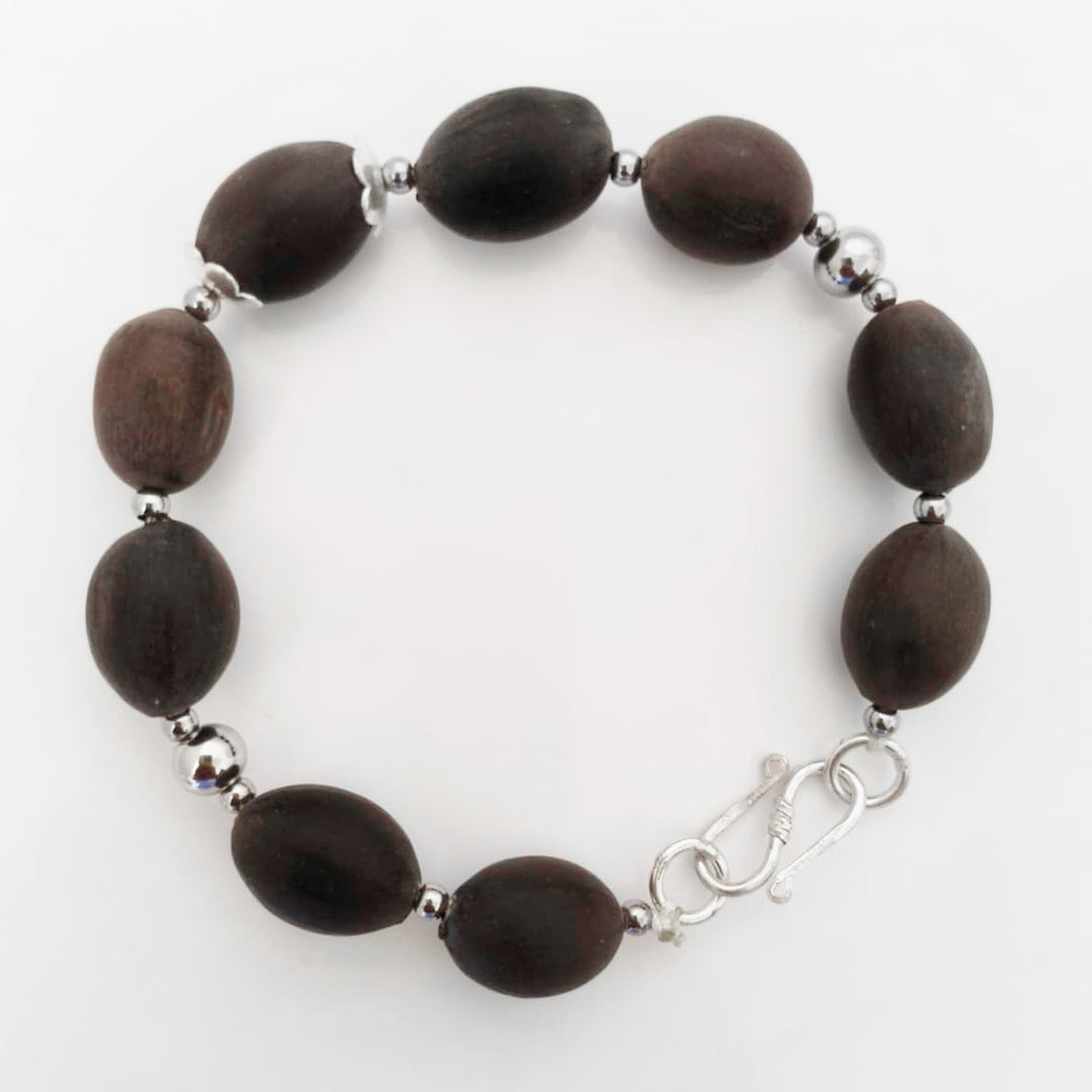 Lotus Seed Beads Bracelet with Stainless Steel Accessories | Kamal Gatta Bead Stainless Steel Designer Bracelet | MahaLakshmi Bracelet