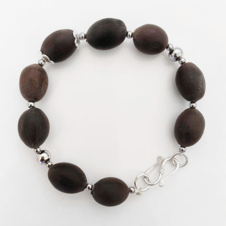 Lotus Seed Beads Bracelet with Stainless Steel Accessories | Kamal Gatta Bead Stainless Steel Designer Bracelet | MahaLakshmi Bracelet