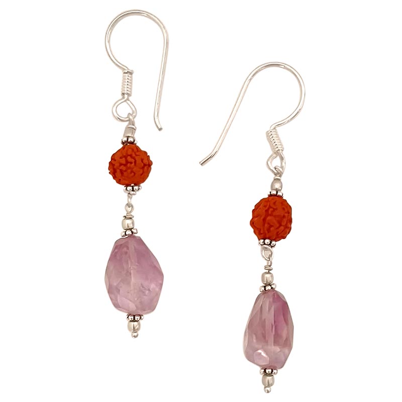 Amethyst and Rudraksha Earring