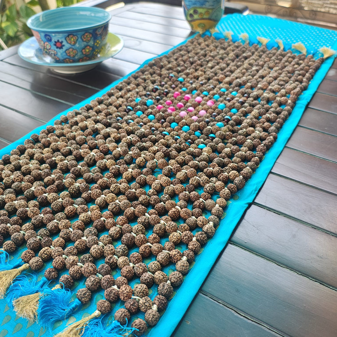 Table Runner, Rudraksha Beads Hand Crafted Table Linen, Exquisite and Unique runner for your home Decoration Settings