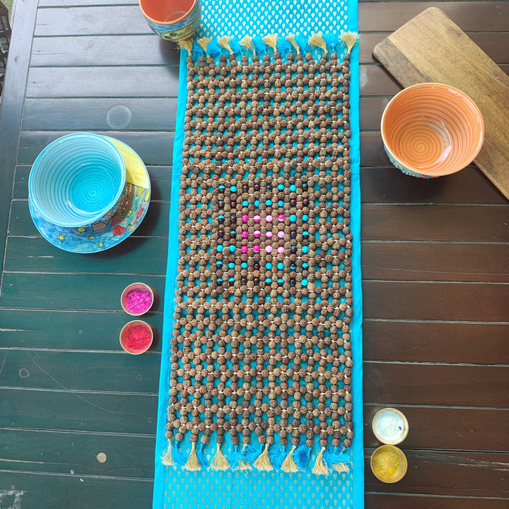 Table Runner, Rudraksha Beads Hand Crafted Table Linen, Exquisite and Unique runner for your home Decoration Settings