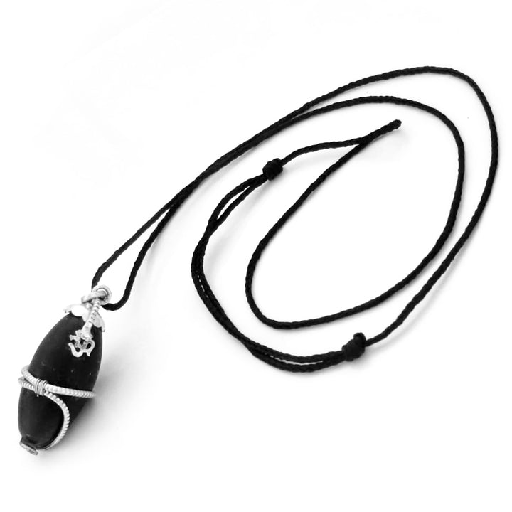 Narmadeshwar Lingam Snake Pendant | Original Narmadeshwar Shivling Silver Om Pendant | Narmedashwer Shiva Lingam | Narmada Shivling