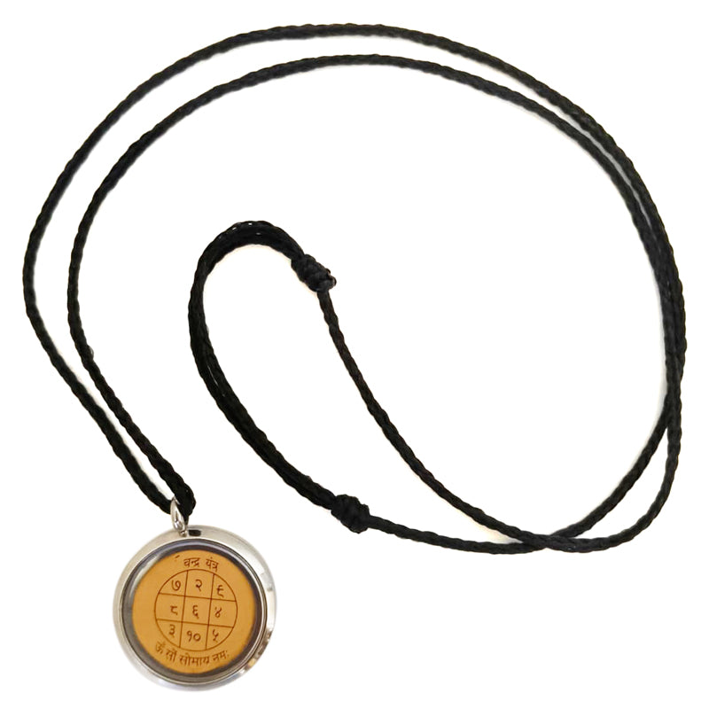 Moon Locket Yantra Pendant on Bhoj Patra | Siddh Chandra Yantra Locket | Energised Moon Planet Yantra Locket