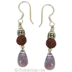 Amethyst and Rudraksha Earring
