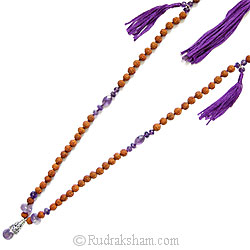 Rudraksha and Amethyst Necklace