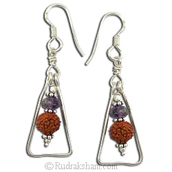 Rudraksha and Amethyst Earring