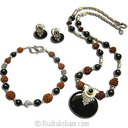 Black Onyx - Rudraksha Jewelry Set