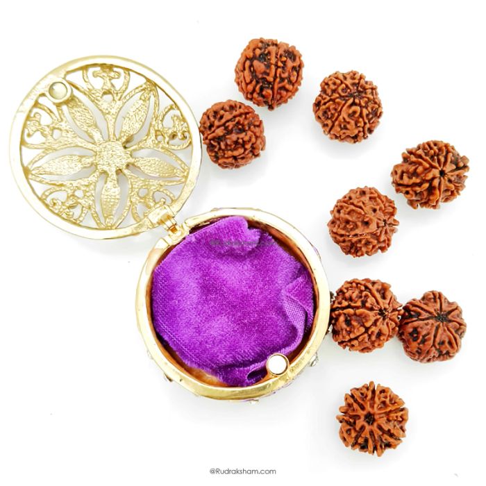 Vintage Design Purple Colour Enamel Designer Metal Trinket / Rudraksha Box with Stones | Box for Jewellery and Rudraksha Beads Collection