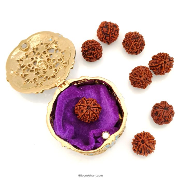 Large Vintage Design Sky Blue Colour Enamel Designer Metal Rudraksha / Trinket Box with Stones | Box for Jewellery and Rudraksha Beads Collection