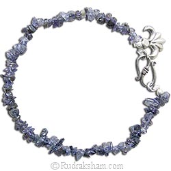 Blue Gemstone Beads Bracelet with Hanging Silver Pendant