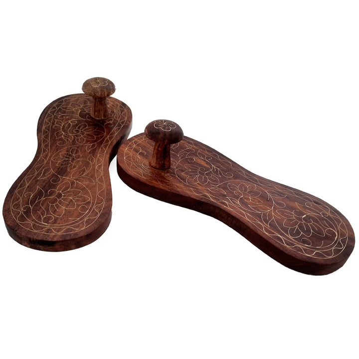 Charan Paduka with brass Inlay Work