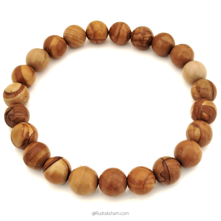 Camel Agate Gemstone Bracelet In Elastic