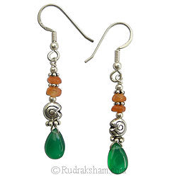  Green Onyx and Carnelian Stone Earring