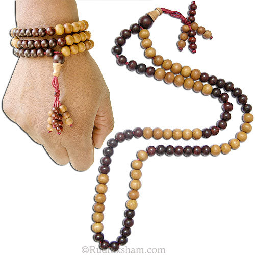  Red and White Sandalwood Wrist Mala
