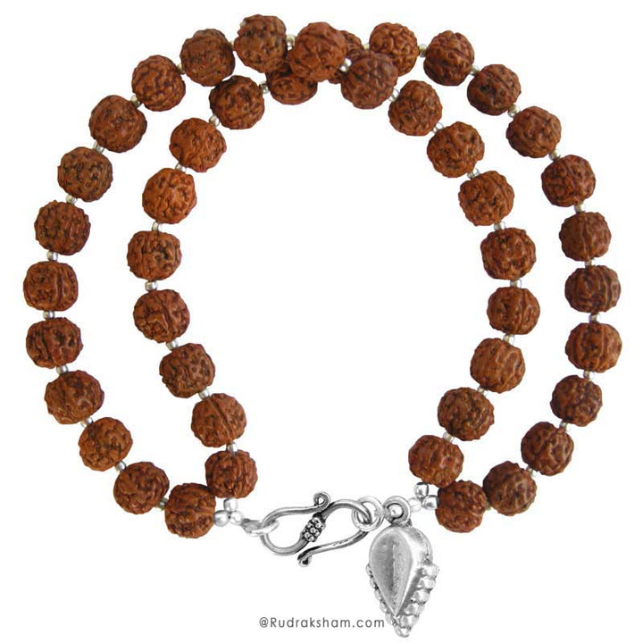 Chikna Pathri Beads Rudraksha Bracelet | Chikna Beads Rudraksha Double Bracelet with Silver Accessories | High Quality Smooth Rudraksha 2 Lines Bracelet