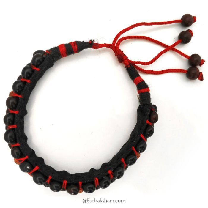 Black Chirmi Beads Wrist Band, Energised Chirmi Seeds Mala Bracelet, Original Black Chirmi beads Bracelet, Kaali Gunja to remove Black magic and evil, bring Good Luck & Wealth