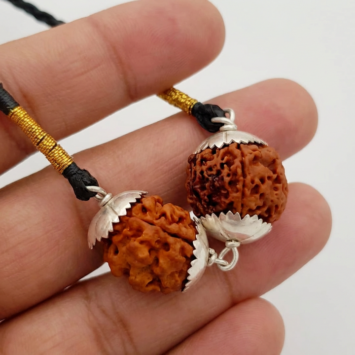 Pisces (Meen) Wisdom & Protection Bundle - 5 & 3 Mukhi Rudraksha Copper Cap