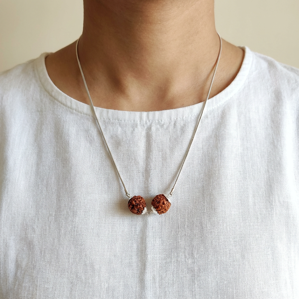 Pisces (Meen) Wisdom & Protection Bundle - 5 & 3 Mukhi Rudraksha St. Steel Chain