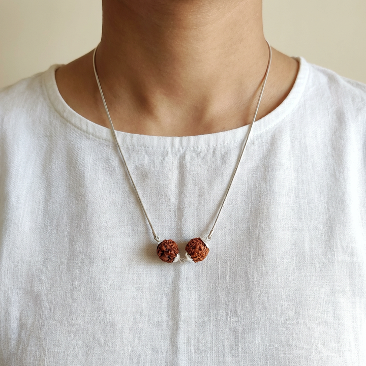 Pisces (Meen) Wisdom & Protection Bundle - 5 & 3 Mukhi Rudraksha St. Steel Chain