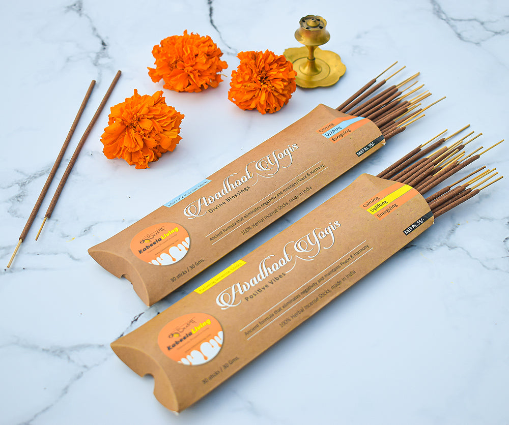 Wholesale Pack of 10 Herbal Morning & Evening Incense Sticks / Agarbatti – Avadhoot Yogis From the House of Kabeela Living, 100 % Herbal, Ancient Formula That eliminates Negativity, Maintains Peace & Harmony