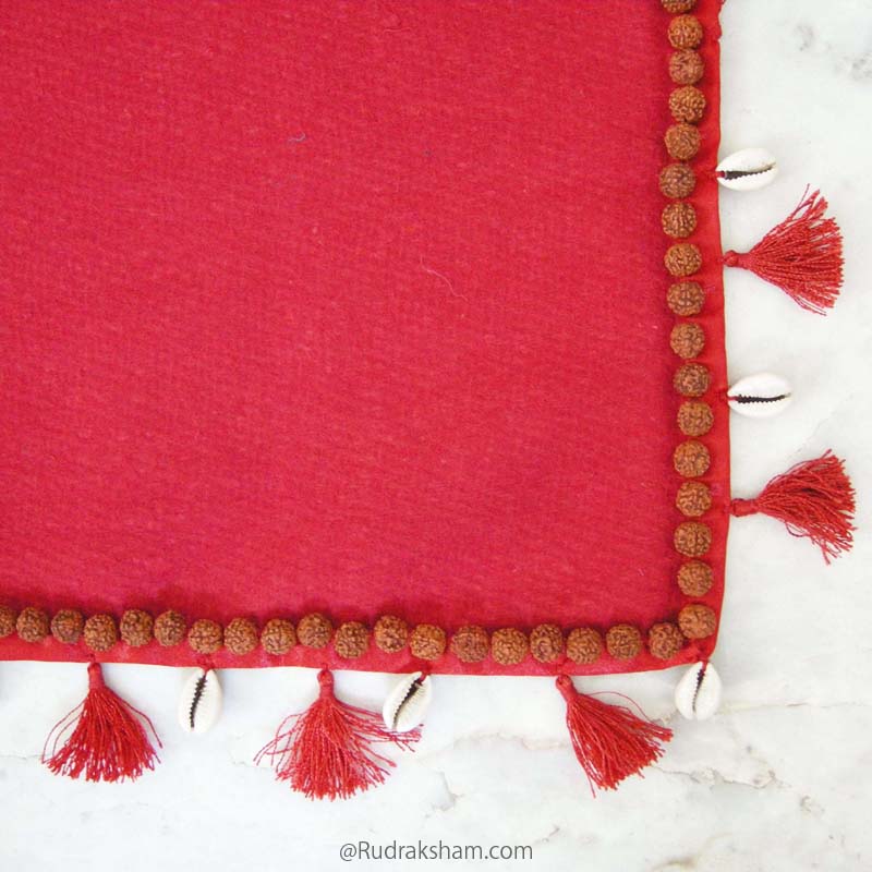 Woolen Puja Asana Red with Rudraksha